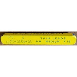 Vintage Sheaffer Fineline Thin Leads HB Medium F15 Yellow Metal Tin Made in USA